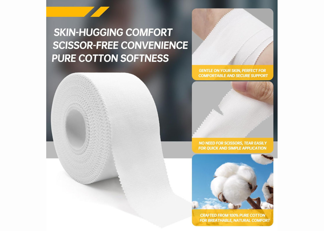 Medical Grade Pure Cotton Sports Tape For Wrist, Elbow, Arm, Knee, Leg, Ankles Foot Protection